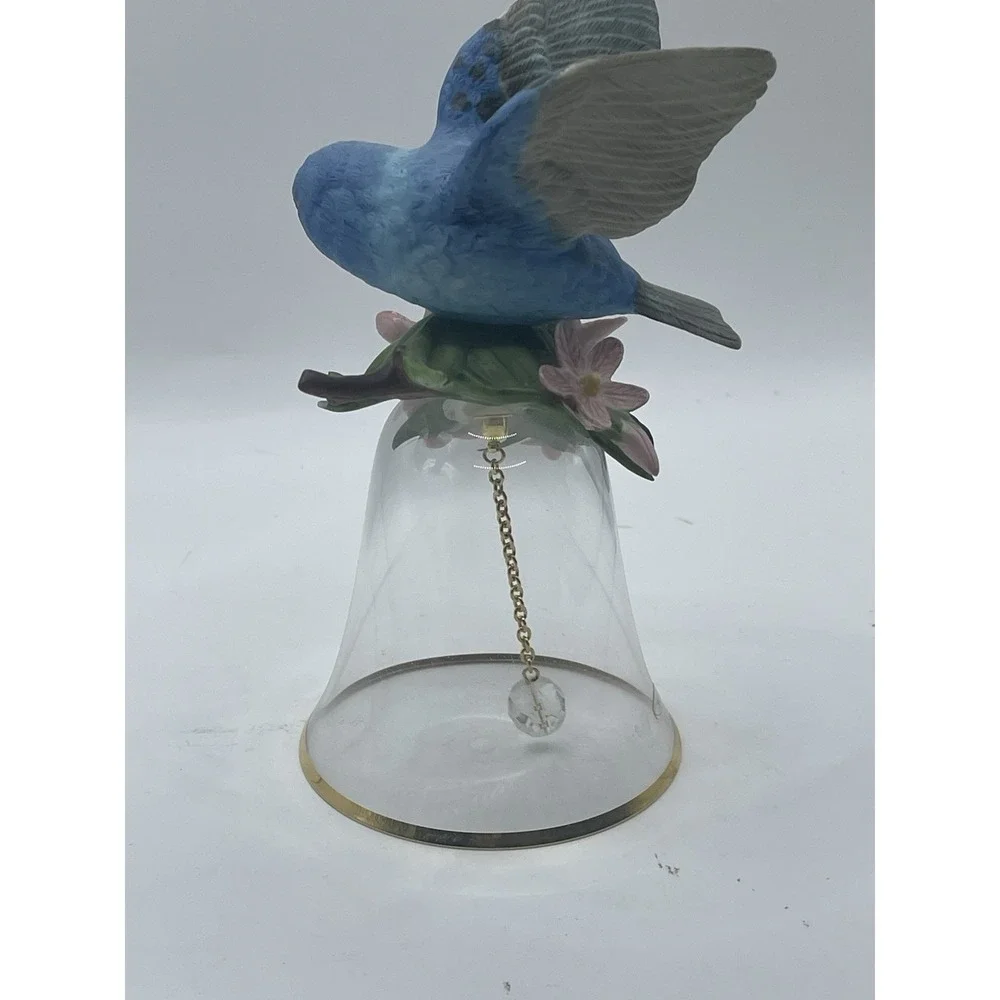Vintage Made in Japan Porcelain‎ Bird Bell – Bluebird Bell with Crystal Pull